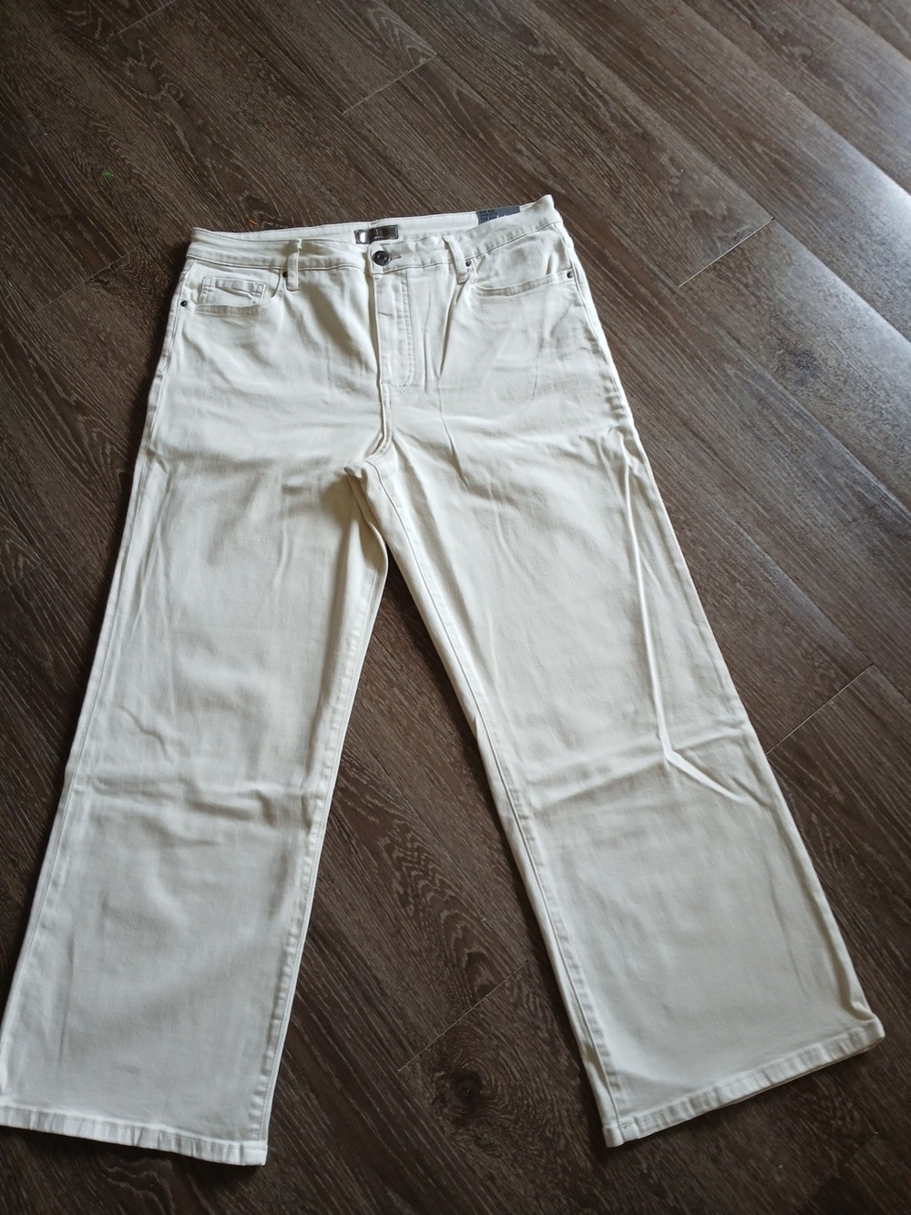 Kut from the Kloth Women's Wide-Leg Cullote Pants Off-White High Rise Fab Ab NWT